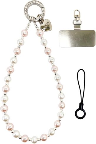 Beaded Pearl Phone Charm Wrist Strap, Camera AirPods Bags Charms(Blue） in Saudi Arabia