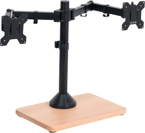 VIVO Freestanding Dual Monitor Stand with Sleek Glass Base and Adjustable Arms, Mounts 2 Screens up to 32 inch and 22 lbs Each, Black, STAND-V002FG in Kuwait