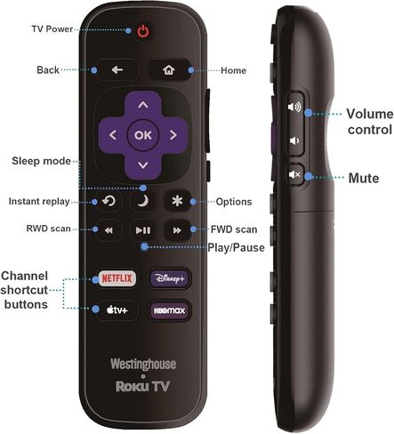 OEM Replacement Remote Control Compatible with Westinghouse HD Smart Roku TV with Wi-Fi Connectivity and Mobile App, Flat Screen TV Compatible with Apple Home Kit, Alexa and Google Assistant in Kuwait