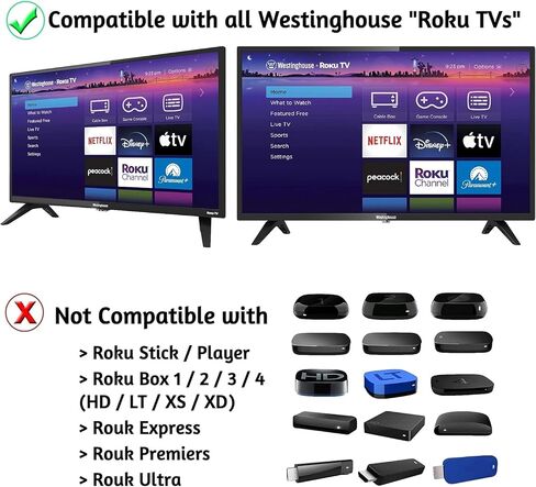 OEM Replacement Remote Control Compatible with Westinghouse HD Smart Roku TV with Wi-Fi Connectivity and Mobile App, Flat Screen TV Compatible with Apple Home Kit, Alexa and Google Assistant in Kuwait