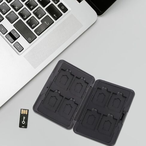 BESTYASH Memory Card Storage Box Organizer with 8 Slots for Micro and Standard Cards Silver Gray Compact Case Holder for Digital Camera Accessories in Kuwait