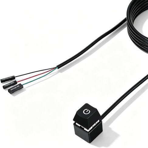 PC Power Button External Desktop on Off Switch LED with 1.8m Cable PC Power Supply Button Splitter for ATX Motherboard Splitter Installation Black in Kuwait