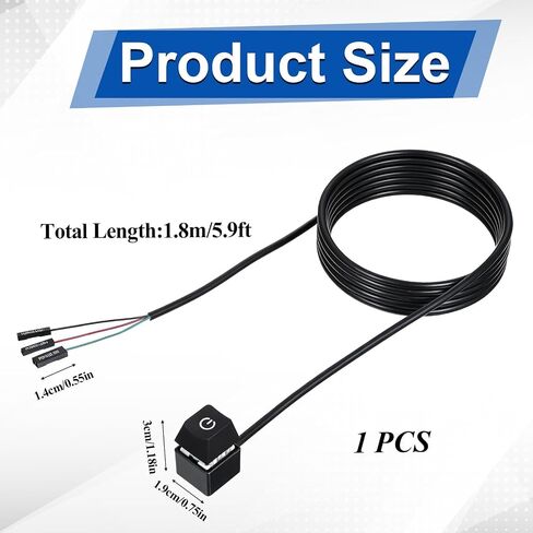 PC Power Button External Desktop on Off Switch LED with 1.8m Cable PC Power Supply Button Splitter for ATX Motherboard Splitter Installation Black in Kuwait