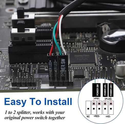 PC Power Button External Desktop on Off Switch LED with 1.8m Cable PC Power Supply Button Splitter for ATX Motherboard Splitter Installation Black in Kuwait