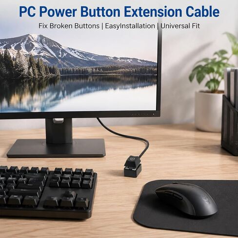 PC Power Button External Desktop on Off Switch LED with 1.8m Cable PC Power Supply Button Splitter for ATX Motherboard Splitter Installation Black in Kuwait