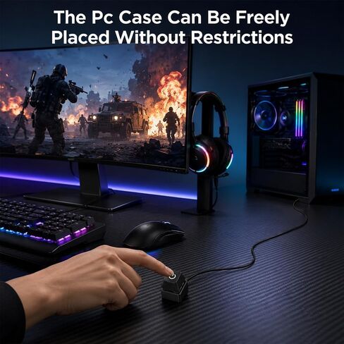 PC Power Button External Desktop on Off Switch LED with 1.8m Cable PC Power Supply Button Splitter for ATX Motherboard Splitter Installation Black in Kuwait