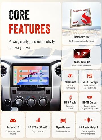 Dasaita 10.2" Car Radio for Toyota Tundra 2014-2021, Wireless CarPlay in Saudi Arabia