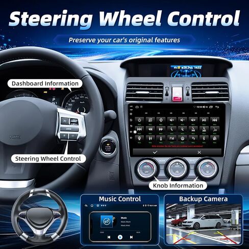 4 Core Car Radio for Subaru Forester WRX Impreza 2014-2015: 9 inch 1280x800 IPS Touchscreen Stereo, Upgrade Head Unit with Wireless Carplay/Android Auto, 5GWiFi BT GPS SWC FM RDS Backup Camera in Saudi Arabia