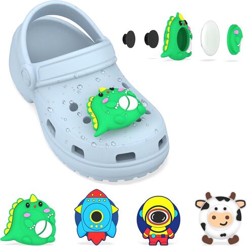 (4-Pack) Waterproof Holder for Airtag 2nd & 1st, Hidden Soft Silicone Case for Air Tag Shoe Holder Design Cute Shoes Charms Compatible with AirTags for Kid, Teens & Elderly – Style 1 in Kuwait