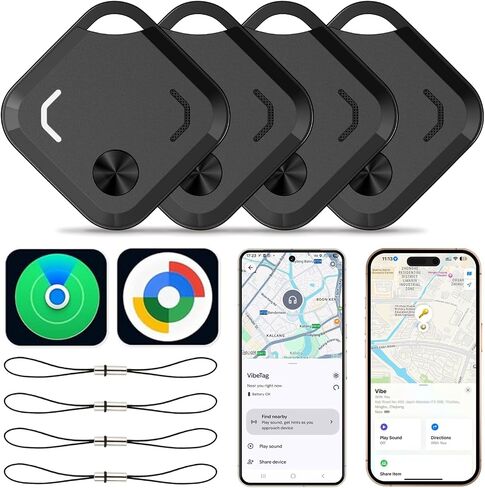 Reyke Android Air Tracker Tags-4 Pack for Both iOS & Android Phones, Dual System Bluetooth Tracker Compatible with Apple Find My (iOS) & Google Find Hub (Android) Device for Luggage, Keys, Backpack in Saudi Arabia