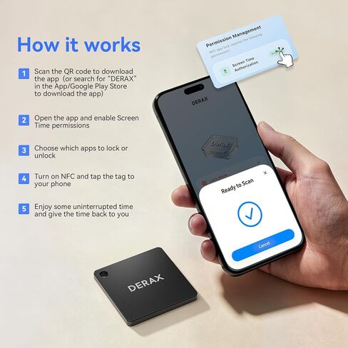 DERAX Phone Access Blocker – Subscription-Free, Portable Phone Lock for Reducing Screen Time, Boosting Productivity & Breaking Phone Addiction – Fits Any Bag or Pocket in Saudi Arabia