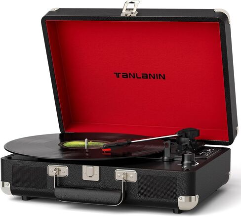 Vinyl Record Player Bluetooth Vintage 3-Speed Portable Suitcase Turntables with Built-in Speakers, Belt-Driven LP Player Support USB Recording AUX-in RCA Line Out Headphone Jack, White in Saudi Arabia