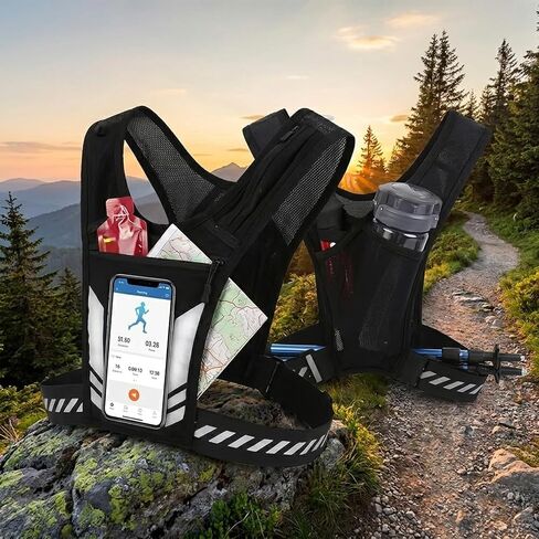 Mesh Reflective Running Vest with Phone Storage Chest Pack & Hydration Pocket for Runners in Saudi Arabia