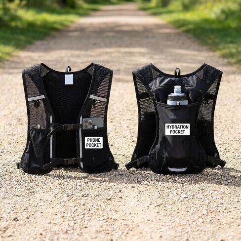 Mesh Reflective Running Vest with Phone Storage Chest Pack & Hydration Pocket for Runners in Saudi Arabia