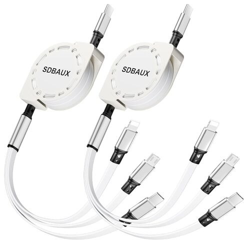 Multi Charging Cable,USB C to 3 in 1 Retractable Lightning/Type-C/Micro Port Fast Charger Cord for iPhone 17 16 15 14 13 12 Pro Max,Galaxy S23/S22/S20,Cell Phones Tablets Universal Use (2Pack-3.3ft) in Saudi Arabia
