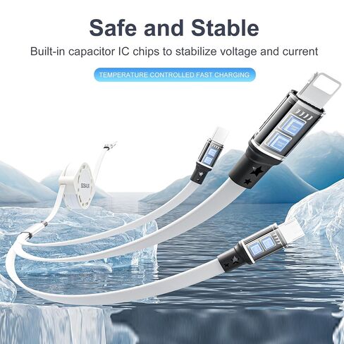 Multi Charging Cable,USB C to 3 in 1 Retractable Lightning/Type-C/Micro Port Fast Charger Cord for iPhone 17 16 15 14 13 12 Pro Max,Galaxy S23/S22/S20,Cell Phones Tablets Universal Use (2Pack-3.3ft) in Saudi Arabia
