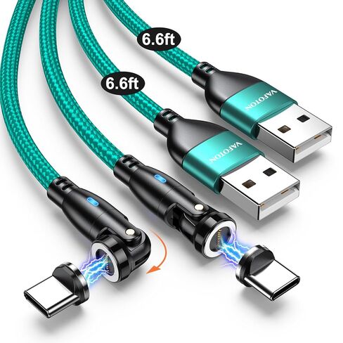 VAFOTON 9PIN Magnetic USB C Charging Cable (2Pack, 6.6/6.6ft), 360°&180° Rotation Magnetic Charging Cable/Magnet Phone Charger/Magnet Charger Cables for Samsung Galaxy S10/S9/S8, Note 10/9/8, Google in Saudi Arabia