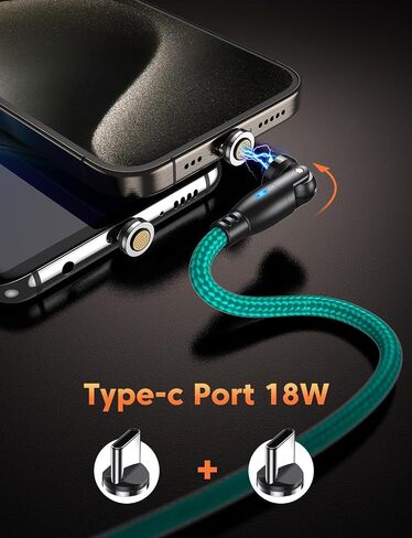 VAFOTON 9PIN Magnetic USB C Charging Cable (2Pack, 6.6/6.6ft), 360°&180° Rotation Magnetic Charging Cable/Magnet Phone Charger/Magnet Charger Cables for Samsung Galaxy S10/S9/S8, Note 10/9/8, Google in Saudi Arabia