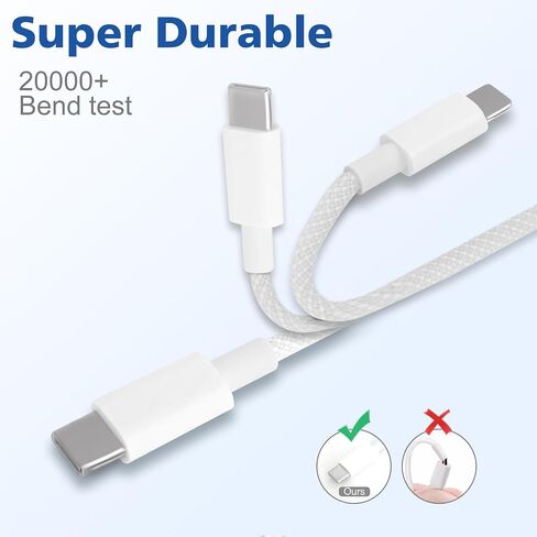 USB C to USBC Cable 10/10ft, Long 10 feet and 10 Foot iPhone Charger Cable Fast Charging Power Cord for Apple iPhone air 17 16 15 Pro max/Plus/for iPad Pro/Min, Type C to USB-C Charger in Saudi Arabia
