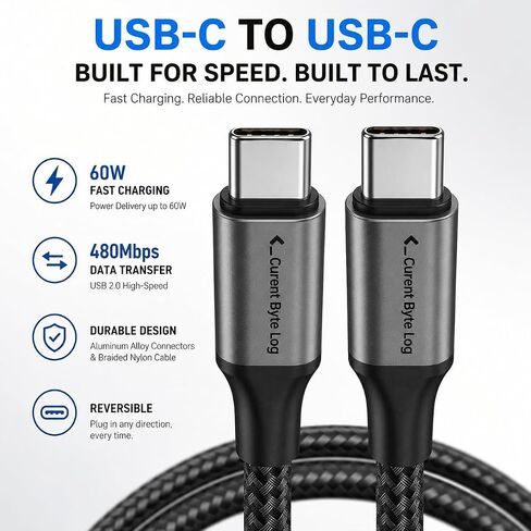 USB C to USB C 6FT, 60W Fast Charging Braided Cable [1 Pack] in Saudi Arabia