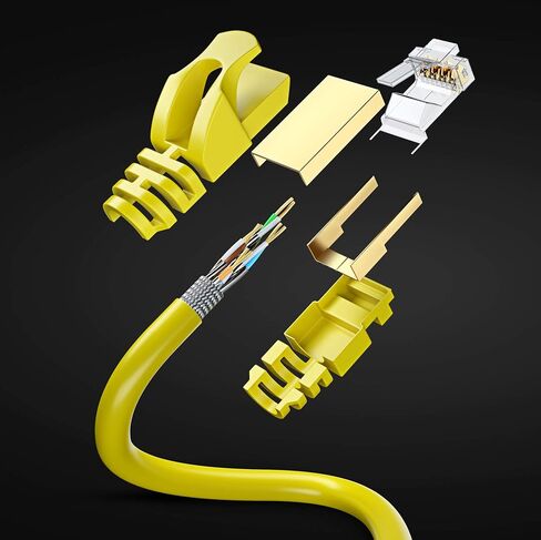 Maximm Flat Cat7 Ethernet Cable SFTP Shielded Yellow 3ft 5-Pack in Saudi Arabia