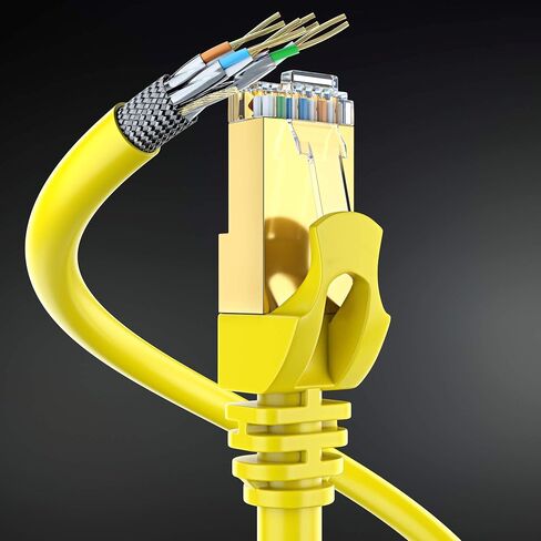 Maximm Flat Cat7 Ethernet Cable SFTP Shielded Yellow 3ft 5-Pack in Saudi Arabia