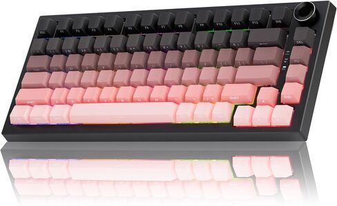 Gurjot 75% Hot‑Swappable Wireless Mechanical Keyboard with Knob, RGB PBT Gaming Keyboard, Tri‑Mode BT5.0/2.4G/USB‑C in Kuwait