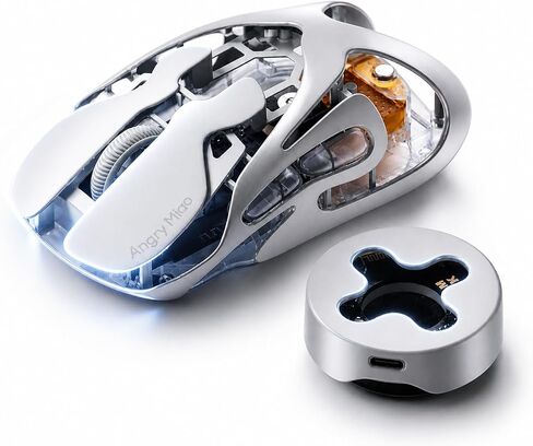 Angry miao AM Infinity Wireless Gaming Mouse, 49g Magnesium-Aluminum, PAW3950 30K DPI, 8K Polling, Anti-Double Click Optical-Micro Switches, Hot-Swap Battery, Tri-Mode RGB Programmable Mouse for FPS in Kuwait