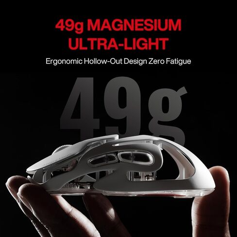 Angry miao AM Infinity Wireless Gaming Mouse, 49g Magnesium-Aluminum, PAW3950 30K DPI, 8K Polling, Anti-Double Click Optical-Micro Switches, Hot-Swap Battery, Tri-Mode RGB Programmable Mouse for FPS in Kuwait