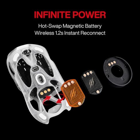 Angry miao AM Infinity Wireless Gaming Mouse, 49g Magnesium-Aluminum, PAW3950 30K DPI, 8K Polling, Anti-Double Click Optical-Micro Switches, Hot-Swap Battery, Tri-Mode RGB Programmable Mouse for FPS in Kuwait