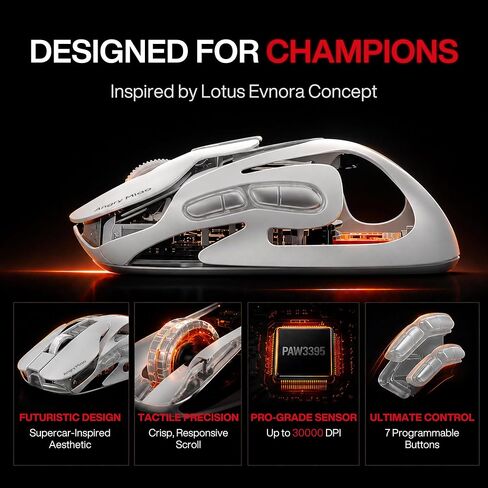 Angry miao AM Infinity Wireless Gaming Mouse, 49g Magnesium-Aluminum, PAW3950 30K DPI, 8K Polling, Anti-Double Click Optical-Micro Switches, Hot-Swap Battery, Tri-Mode RGB Programmable Mouse for FPS in Kuwait