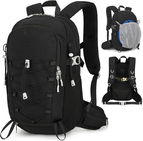 Small Cycling Backpack with Helmet Holder for Men Women, 15L Waterptoof Lightweight Hiking Backpack with Chest Strap & Waist Pocket for MTB Biking, Black in Kuwait