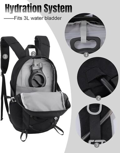 Small Cycling Backpack with Helmet Holder for Men Women, 15L Waterptoof Lightweight Hiking Backpack with Chest Strap & Waist Pocket for MTB Biking, Black in Kuwait