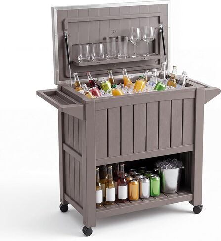 LuxaDomus 120 Qt Patio Cooler Cart with Wheels, Outdoor Ice Chest in Kuwait