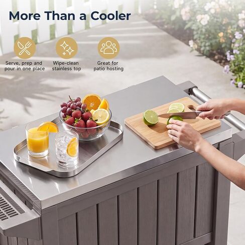 LuxaDomus 120 Qt Patio Cooler Cart with Wheels, Outdoor Ice Chest in Kuwait