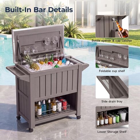 LuxaDomus 120 Qt Patio Cooler Cart with Wheels, Outdoor Ice Chest in Kuwait