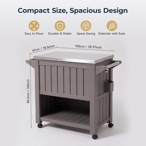 LuxaDomus 120 Qt Patio Cooler Cart with Wheels, Outdoor Ice Chest in Kuwait