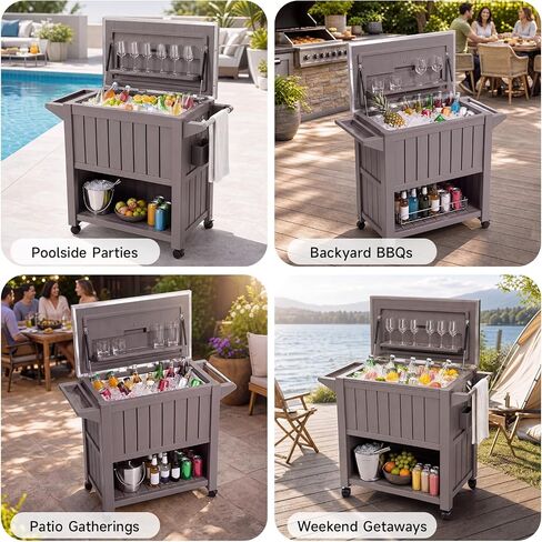 LuxaDomus 120 Qt Patio Cooler Cart with Wheels, Outdoor Ice Chest in Kuwait