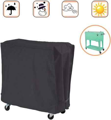 Cooler Cart Cover, Universal Waterproof 190T Polyester Fit for Most 80 QT Rolling Ice Chest Cart, Protective Cover for Beverage Cart, Party Cooler, Backyard, Deck, and Patio Use in Kuwait