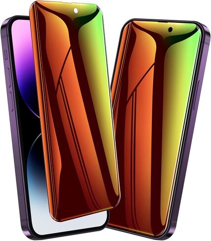Fotbor for iPhone 15 Pro Max / 15 Plus Privacy Screen Protector, 2 Pack Colorful Gradient Anti-Spy Anti-Blue Light 7H Hardness Film [Not Glass] [Easy Installation Frame], Sensitive Touch Anti-Scratch in Kuwait