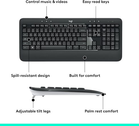 Logitech MK540 Advanced Wireless Keyboard and Mouse Combo for Windows, 2.4 GHz Unifying USB-Receiver, Multimedia Hotkeys, 3-Year Battery Life, for PC, Laptop, Pack of 4 in Kuwait