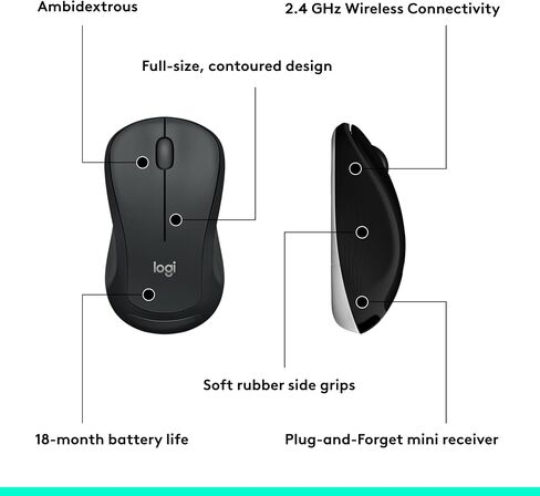 Logitech MK540 Advanced Wireless Keyboard and Mouse Combo for Windows, 2.4 GHz Unifying USB-Receiver, Multimedia Hotkeys, 3-Year Battery Life, for PC, Laptop, Pack of 4 in Kuwait