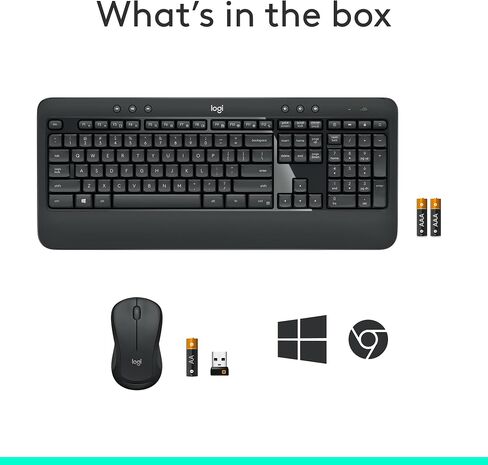 Logitech MK540 Advanced Wireless Keyboard and Mouse Combo for Windows, 2.4 GHz Unifying USB-Receiver, Multimedia Hotkeys, 3-Year Battery Life, for PC, Laptop, Pack of 4 in Kuwait