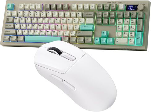 EPOMAKER Aula S102 PRO Membrane Gaming Keyboard w/TFT Screen & Volume Knob+NEX Lite Wireless Gaming Mouse w/Screens & RGB Charging Dock in Kuwait