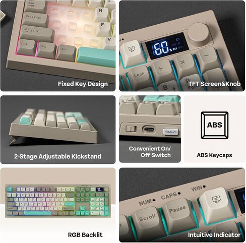 EPOMAKER Aula S102 PRO Membrane Gaming Keyboard w/TFT Screen & Volume Knob+NEX Lite Wireless Gaming Mouse w/Screens & RGB Charging Dock in Kuwait