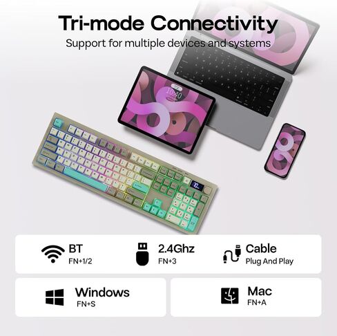 EPOMAKER Aula S102 PRO Membrane Gaming Keyboard w/TFT Screen & Volume Knob+NEX Lite Wireless Gaming Mouse w/Screens & RGB Charging Dock in Kuwait
