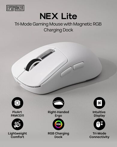 EPOMAKER Aula S102 PRO Membrane Gaming Keyboard w/TFT Screen & Volume Knob+NEX Lite Wireless Gaming Mouse w/Screens & RGB Charging Dock in Kuwait