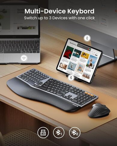 ProtoArc EK01 Plus Ergonomic Keyboard & EM15 Bluetooth Wireless Mouse in Kuwait