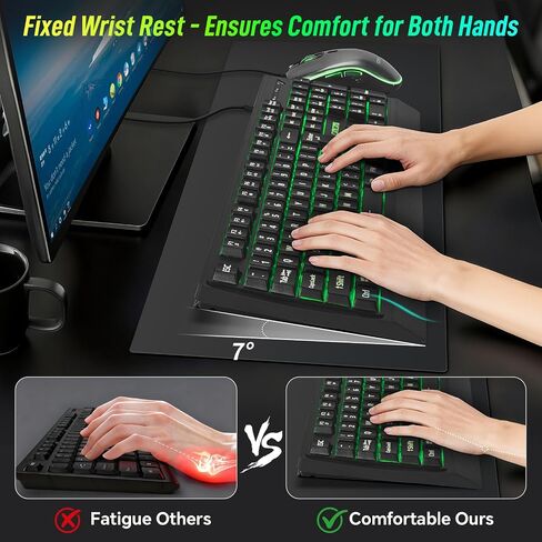 CHONCHOW Large Font Keyboard with Wrist Rest and Mouse Combo USB Wired in Kuwait