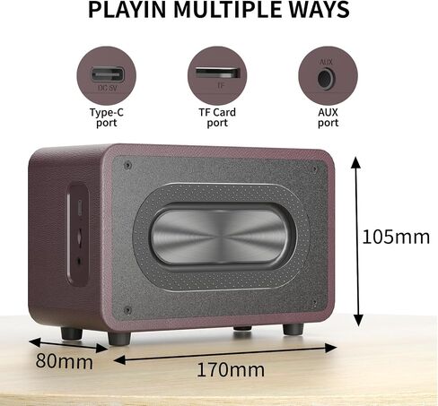 Bluetooth Speaker Portable Media Players Clear Loud Stereo Sound Deep Bass Wireless Speaker 20W Double Horn Retro Desktop speakers Wooden Small Speakers Long Playtime for Home/Party/Outdoor/Bedroom in Kuwait